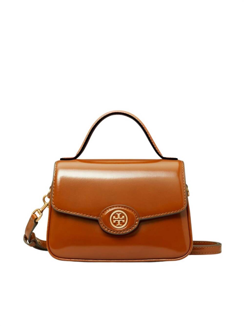 NEW TORY BURCH women's robinson small top handle bag in brown